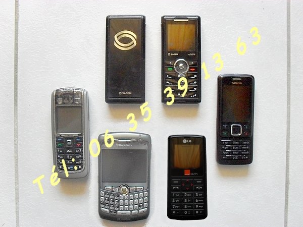 6 T?l?phones Portables BlackBerry Nokia Sagem LG