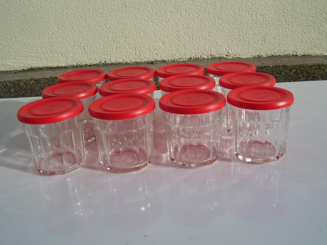 12 Pots à Confiture en verre épais à facettes avec couvercle 500 ml