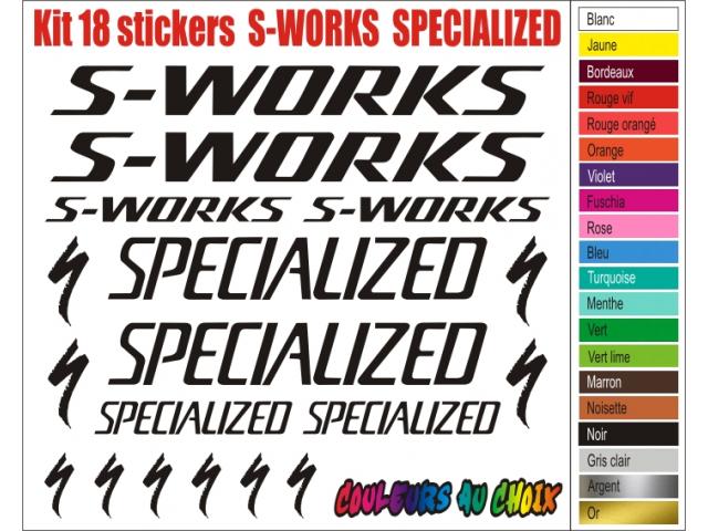 18 stickers autocollants S-WORKS SPECIALIZED