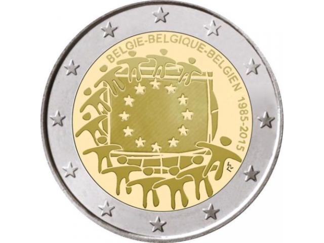 Photo 2 euro commémorative Belgique 2015 30 eme anniversaire du drapeau européen image 1/1