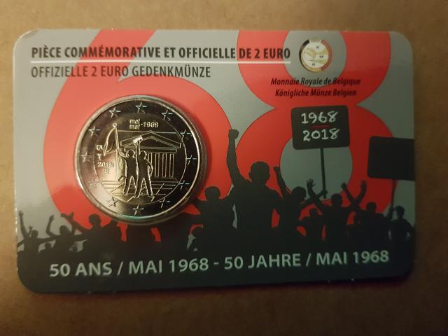 Photo 2 euros Belgique 2018  50 ans mai 1968 image 1/2