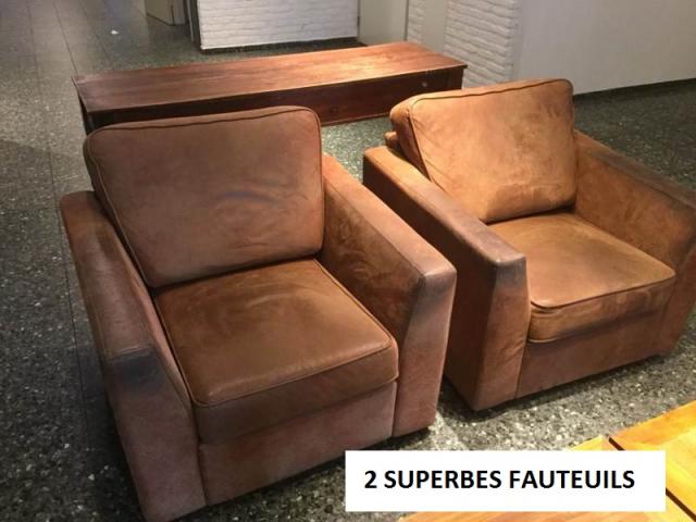 2 fauteuils tout cuir 85x65