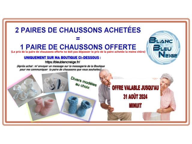 2 paires de chaussons achetées = 1 paire gratuite tricot bébé