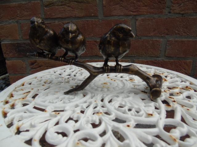 3 oiseaux sur branche , bronze animalier , superbe !