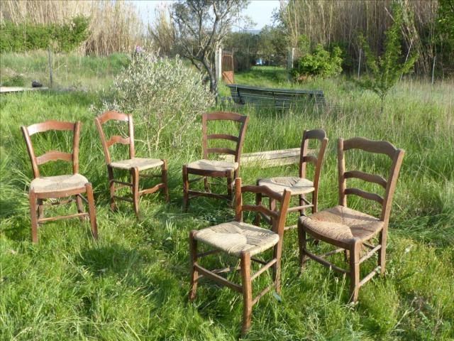6 chaises campagnardes, rustiques