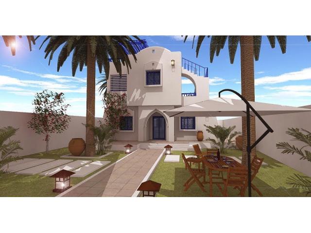 A Djerba villa neuf avec Piscine, à 300 m de la mer