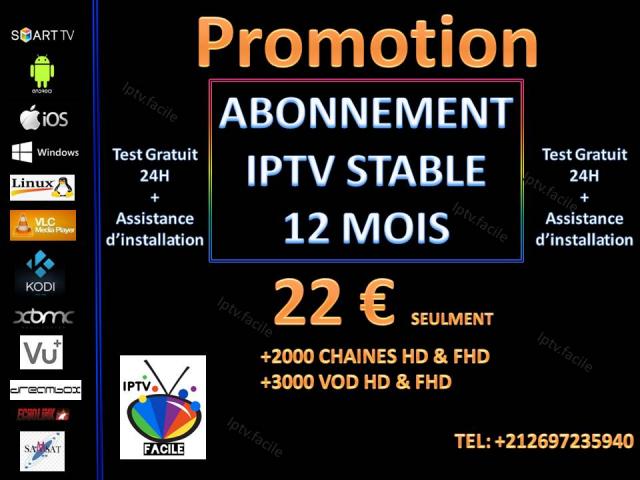 Abonnement IPTV et VOD 12 MOIS