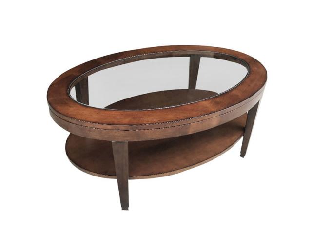 Photo American country style wood hansmeier oval coffee table with lift top image 1/1