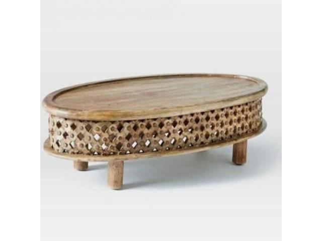 American country style wood oval coffee table