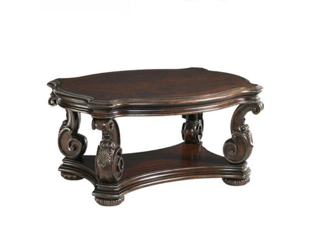 American style wood round coffee table with lift top