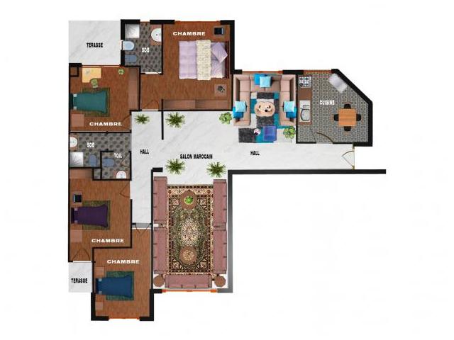 Appartement 160 m2 4 ch salon 2 séjour 3 sdb