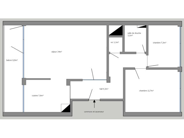 Appartement 2ch, balcon, cave et garage à vendre à Jambes