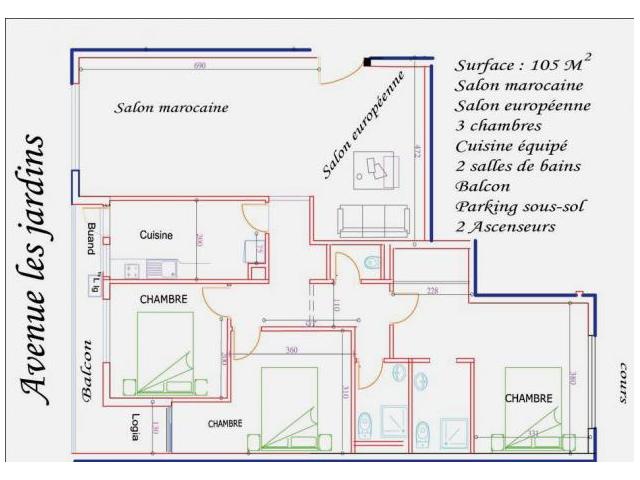 Appartement moyen standing  de 89 m²