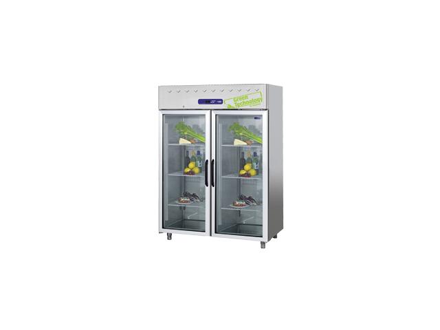 Armoire frigorifique 1400 litres ventilée, 2 portes vitrées GN 2/1