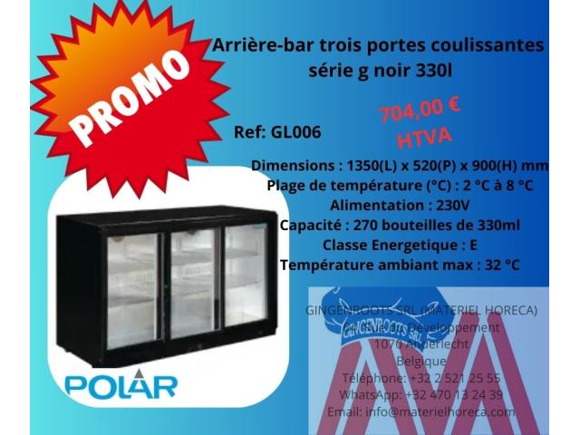 Arrière-bar trois portes coulissantes série g noir 330l