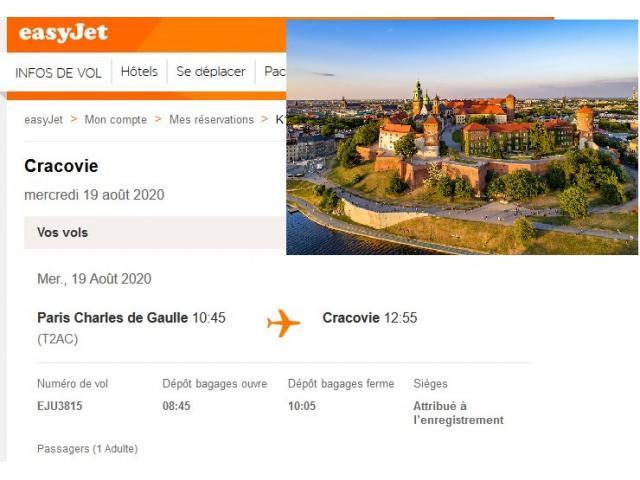 Billet d'avion Paris Cracovie le 19 août : 101 euros