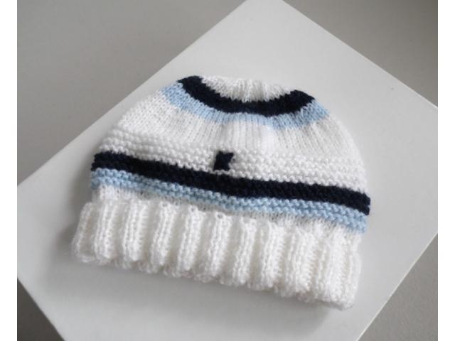 Photo Bonnet bébé tricot laine fait main image 1/4