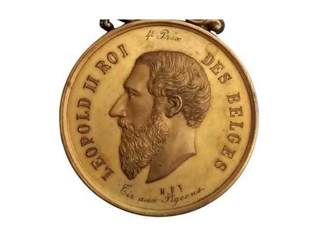 Bronze ~ Médaille avec couronne ✅ Léopold II Roi Des Belges