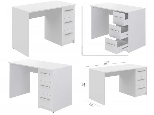Bureau 3 tiroirs Idro Modern, 56 x 110 x 73,5,