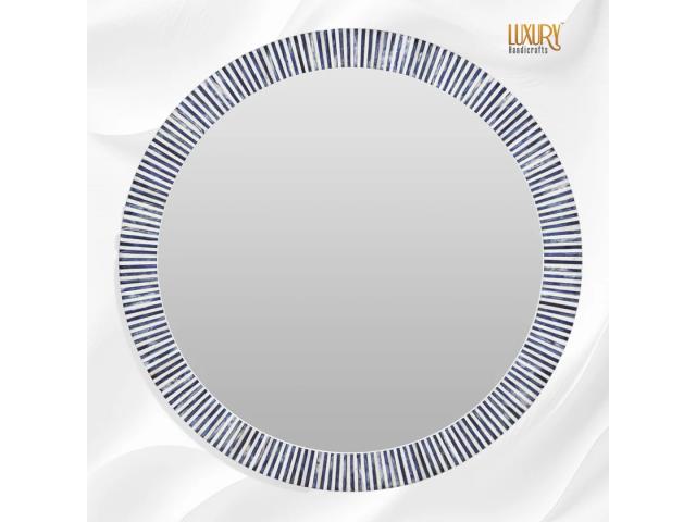 Buy Pop of Style with the Nala Bone Inlay Striped Round Mirror