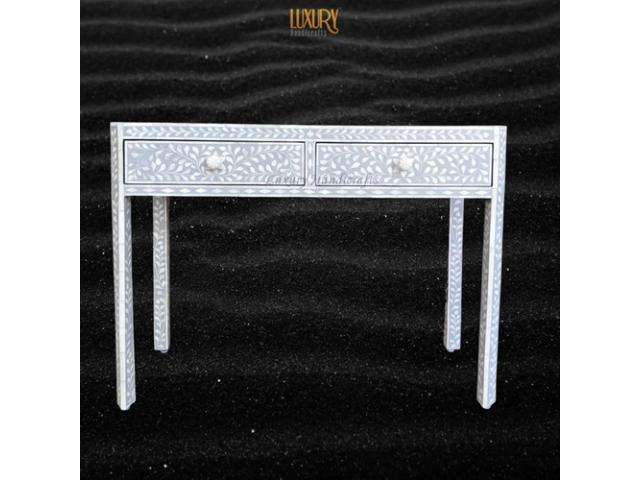 Buy the Stylish Grey Floral Bone Inlay Console