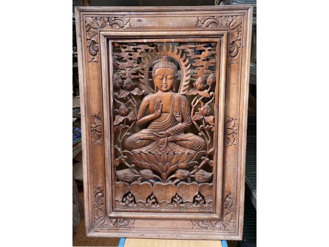 Cadre en bois sculpté de Bouddha - H: 102 cm