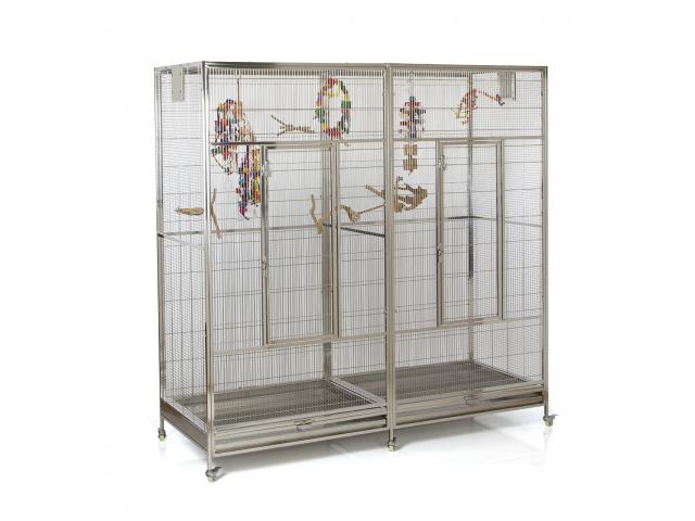 Cage perroquet double INOX voliere double pêrroquet INOXYDABLE cage ara cage cacatoes cage gris du g