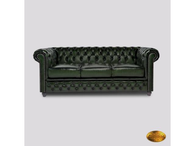 Canapé Chesterfield Brighton FT 3 places Antique Vert