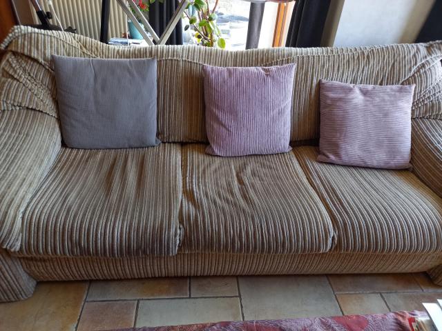 Photo canapé-lit 3 assises tissus velours côtelé beige image 1/3