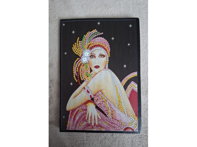 Photo Carnet de notes diamond painting Femme rétro neuf image 1/2