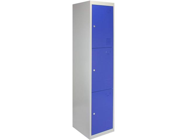 Photo Casier vestiaire bleu armoire en acier x3 vestiaire métallique casier rangement vetement casier pers image 1/4