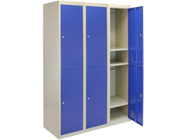 Photo Casier vestiaire bleu armoire en acier x6 vestiaire métallique casier rangement vetement casier pers image 1/3