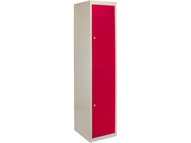 Photo Casier vestiaire rouge armoire en acier x2 vestiaire métallique casier rangement vetement casier per image 1/4