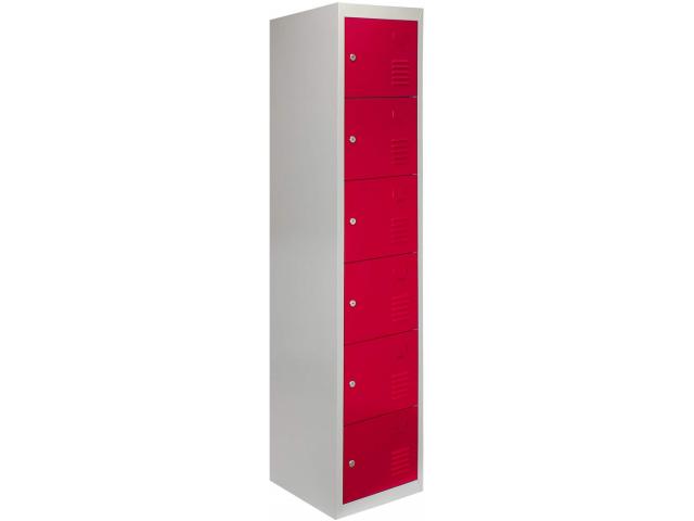 Photo Casier vestiaire rouge armoire en acier x6 vestiaire métallique casier rangement vetement casier per image 1/4