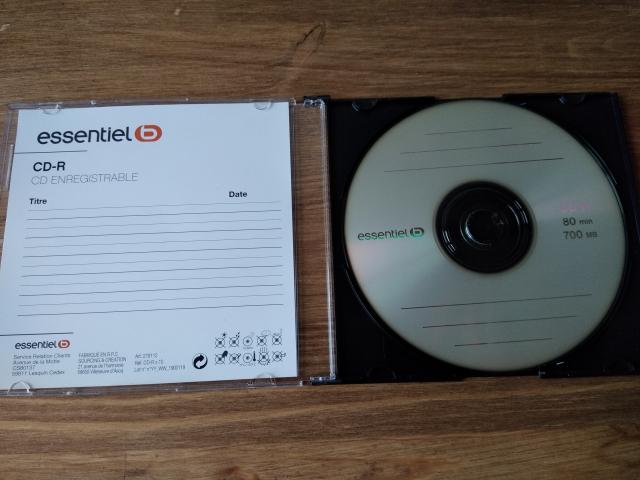 CD Enregistrable pour stockage de fichiers