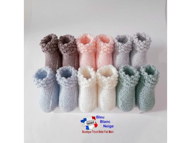 Chaussons layette tricot bb divers modèles faits main