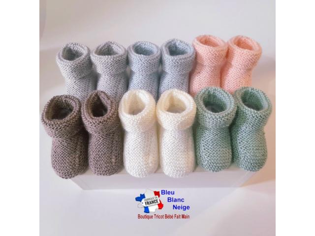 Chaussons tricotés main modèle layette tricot bébé