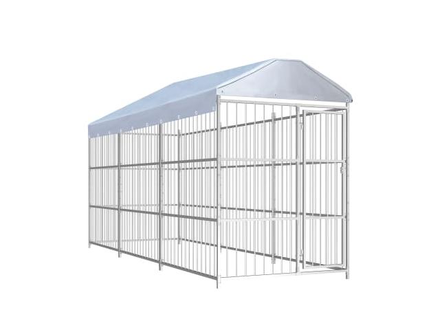Photo Chenil à barreaux 7m² + toit kit enclos geant enclos chien cloture alu chenil xxl chenil chien enclo image 1/3
