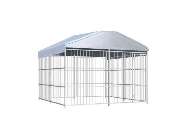 Photo Chenil à barreaux 9m² + toit kit enclos geant enclos chien cloture alu chenil xxl chenil chien enclo image 1/2