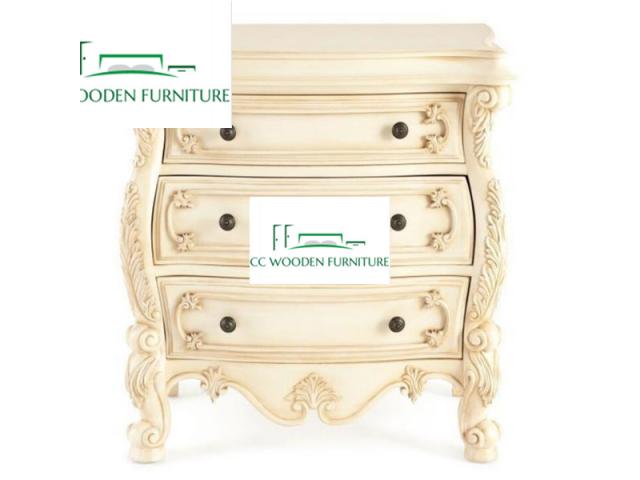 Classical French style wooden bedside table for bedroom 3 drawer nightstand night stands