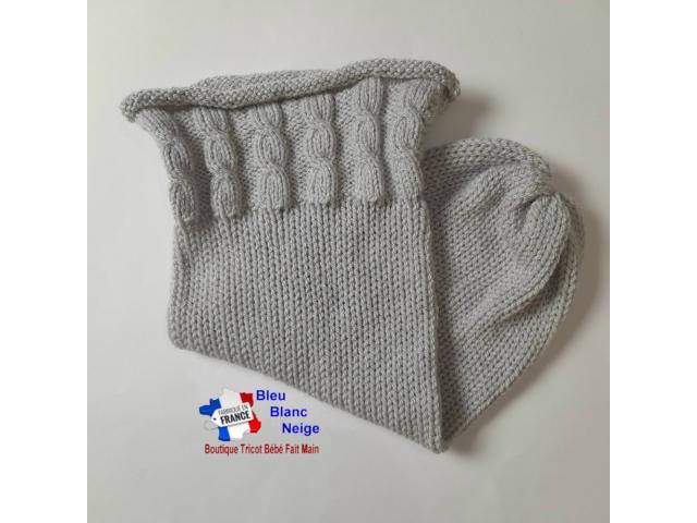 Cocon de naissance pas cher coloris GRIS à torsades
