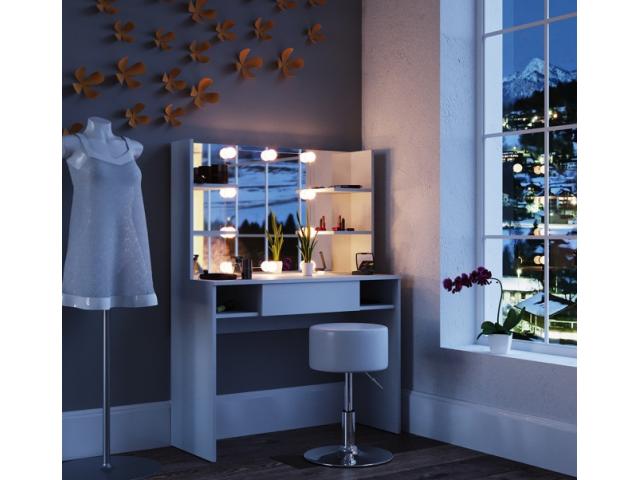 Coiffeuse table maquillage + tabouret + LED table de maquillage Coiffeuse avec tiroirs coiffeuse ave