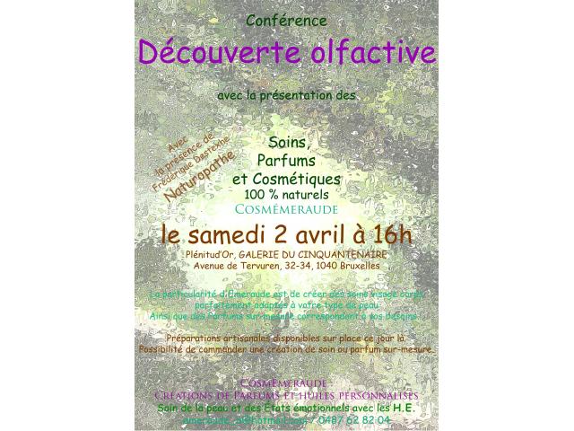 Conférence Découverte olfactive chez Plénitud'Or, le samedi 2 avril à 16h