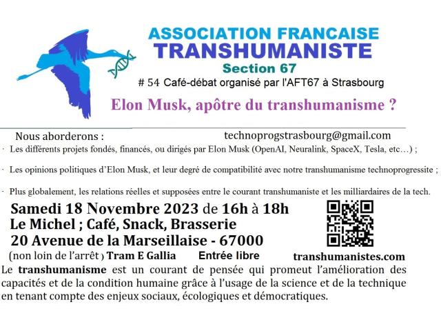 Photo Conférence : Elon Musk ; Apôtre du Transhumanisme ? image 1/1