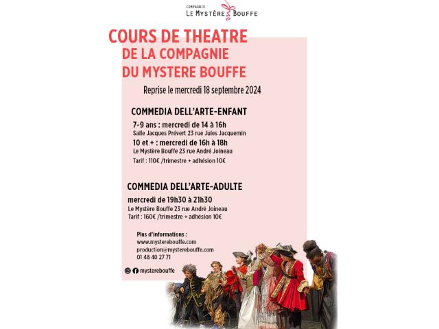 Cours de commedia dell'arte enfant/ado/adulte