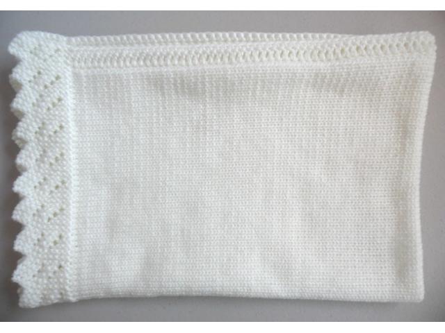couverture écrue tricot laine bébé fait main