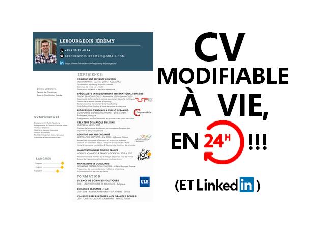 CV Livré en 24h, Modifiable à VIE & incluant LinkedIn