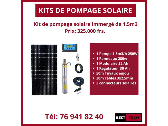 Photo DES KITS DE POMPAGES SOLAIRE  1,5M3  ET 3,5M3 A VENDRE INSTALLATION SI POSSIBLE. image 1/3