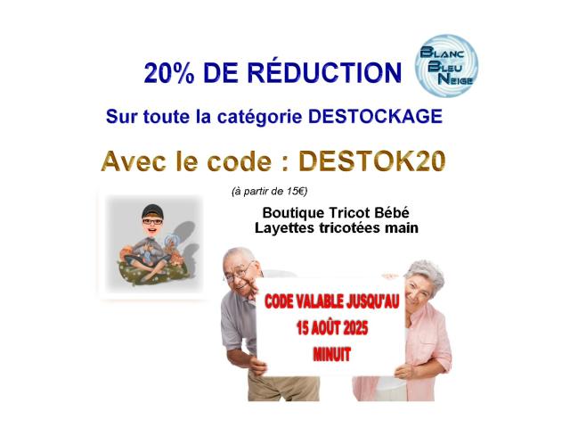 Destockage layette tricot bébé avec le code DESTOK20