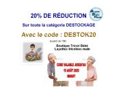 Annonce Destockage layette tricot bébé avec le code DESTOK20